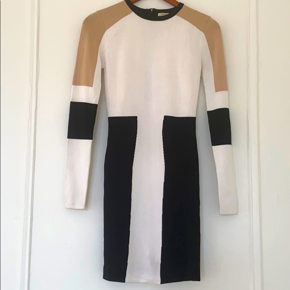 Torn by rony kobo black/white/tan small body con